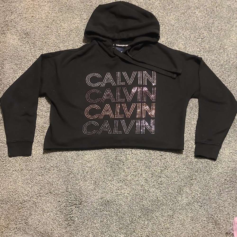 Calvin Klein Black Hoodie with Colorful Logo